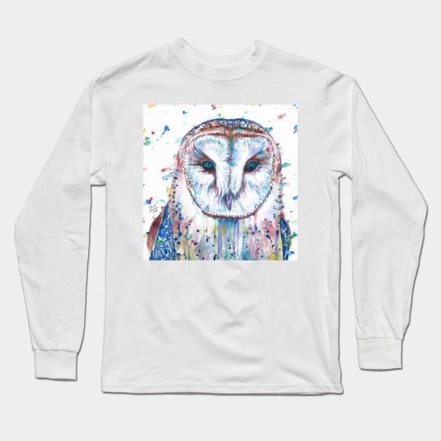 OWL watercolor portrair Long Sleeve T-Shirt by lautir